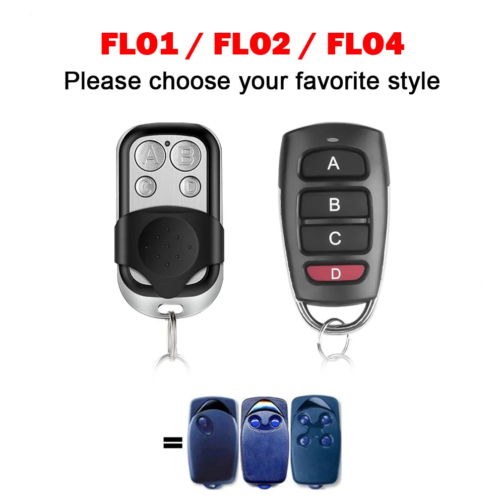 For FLO1 FLO2 FLO4 Garage Door Remote Control Gate Opener Hand Transmitter Key 433.92MHz Fixed Code Remote Control Garage