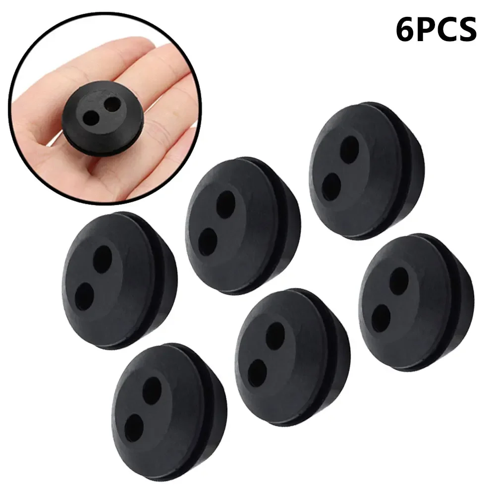 6Pcs Rubber Grommets 2 Holes Fuel Tank Seal Grommet Lawn Mower Fuel Line Hose Accessories For Hedge Trimmer Brush Cutters