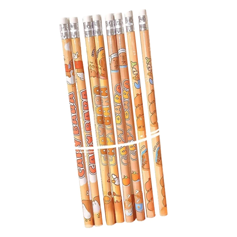 

8Pcs/Box Capybara HB Pencil With Eraser School Stationery Office Supplies Drawing Sketch Pencil Student Art Supply Children Gift
