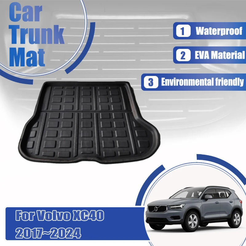 For Volvo XC40 2017~2024 Car Rear Trunk Mats Waterproof Carpet Trunk Storage Pad EVA Boot Cargo Covers Auto Interior Accessories