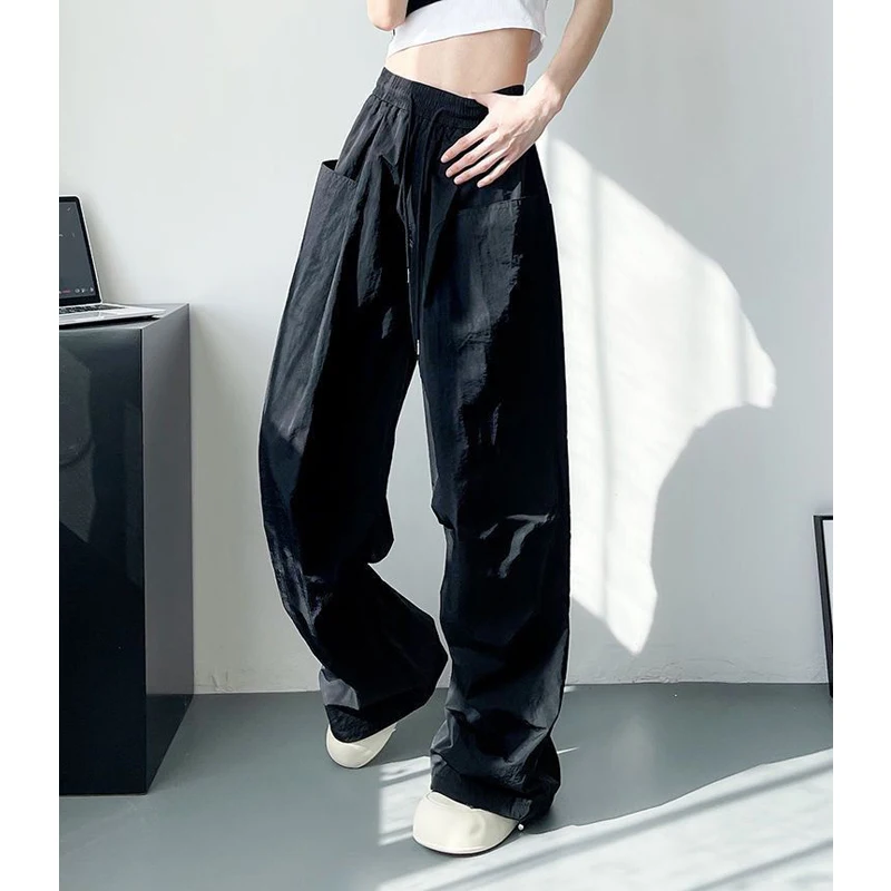 Women Trendy Vintage Streetwear Hip Hop Harajuku Y2K Baggy Cargo Pants Female High Waist Black White Oversized Pockets Trousers