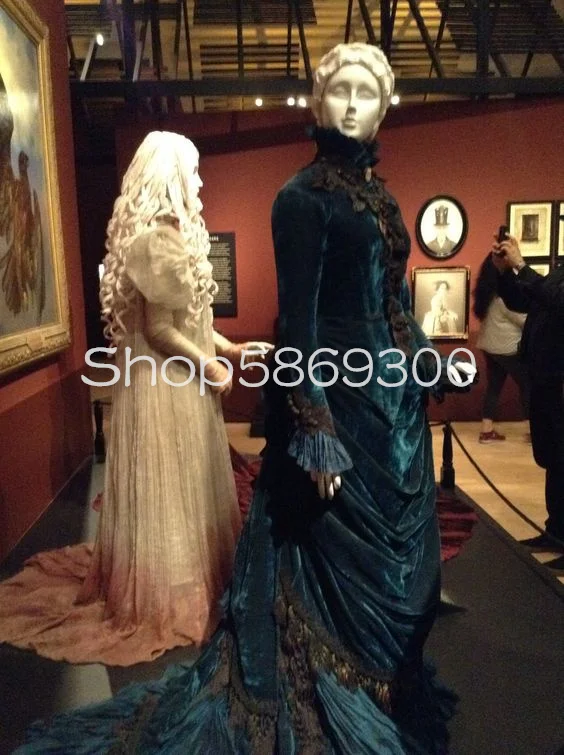 History Victorican Gothic Prom Dress for Women Civil War Crimson Peak Customized  Pleated Velvet Applique Evening Gown