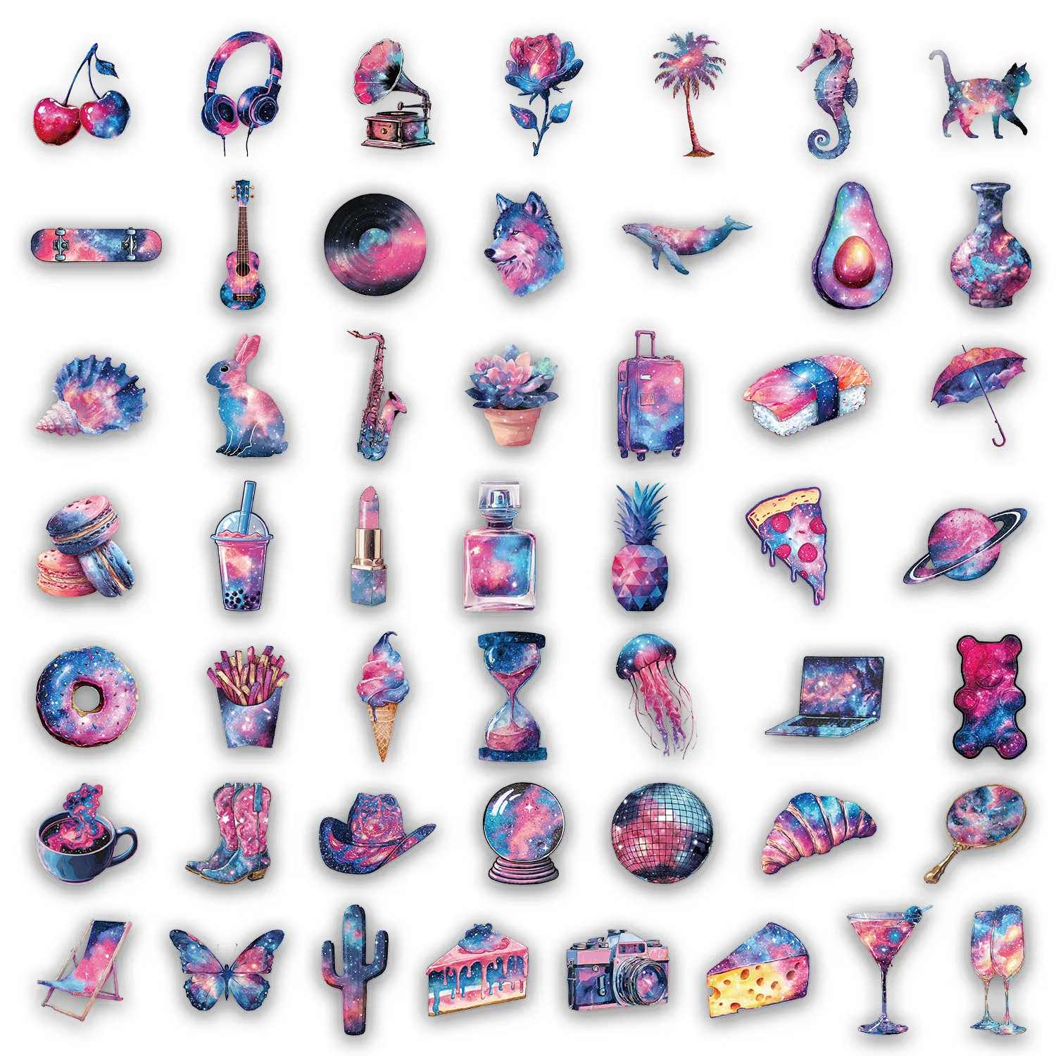 50 SZTUK Naklejek Gwieździste Niebo DIY na Telefon, Laptop, Termos, Kubek, Zabawki