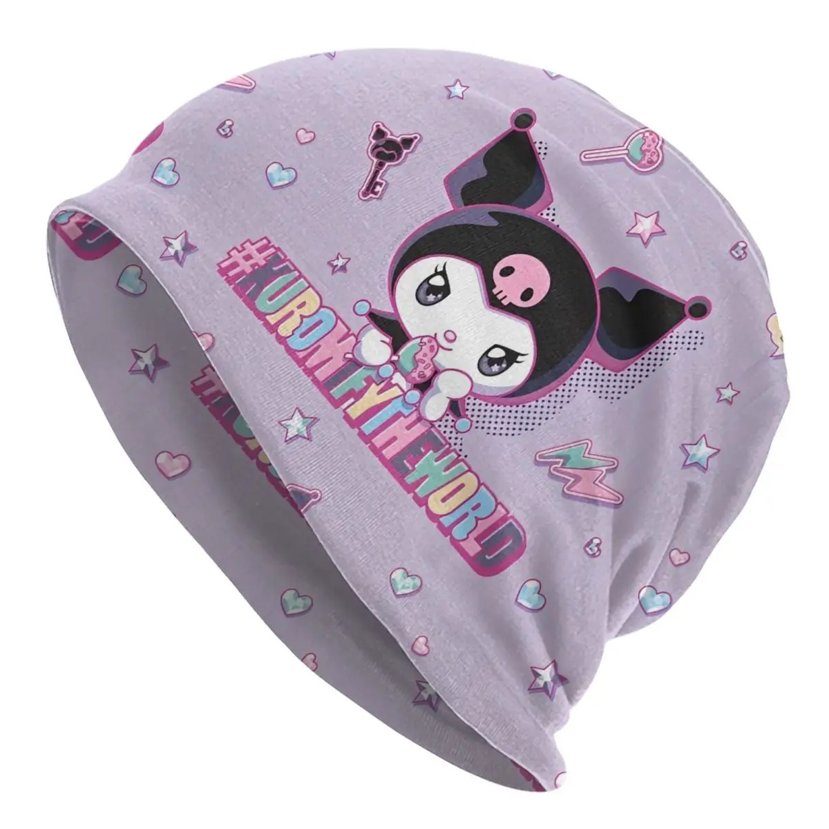 Kawaii لطيف Kuromi Skullies قبعة صغيرة سانريو الكرتون الخريف الشتاء الرجال النساء الشارع قبعات دافئة ذات الاستخدام المزدوج بونيه قبعة