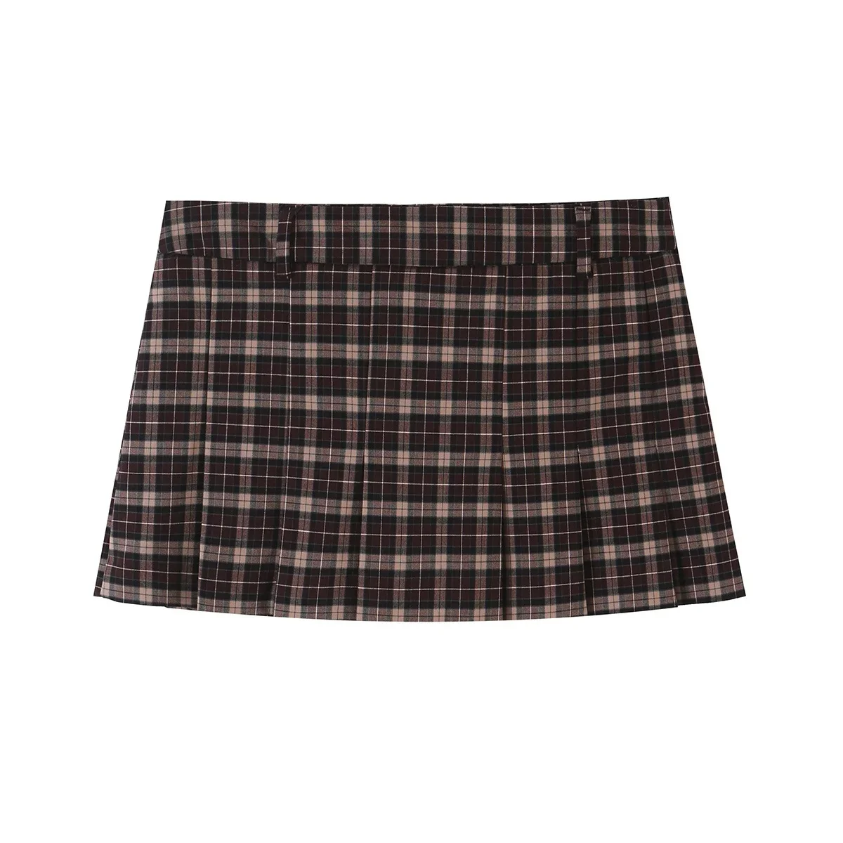 KONDALA Damen Vintage Lässiger Karierter Minirock-Anzug 2026 Herbst Trendiges Klassisches Retro-Set mit Stehkragen-Jacke und Weitgefalteten Culottes – Detail 13