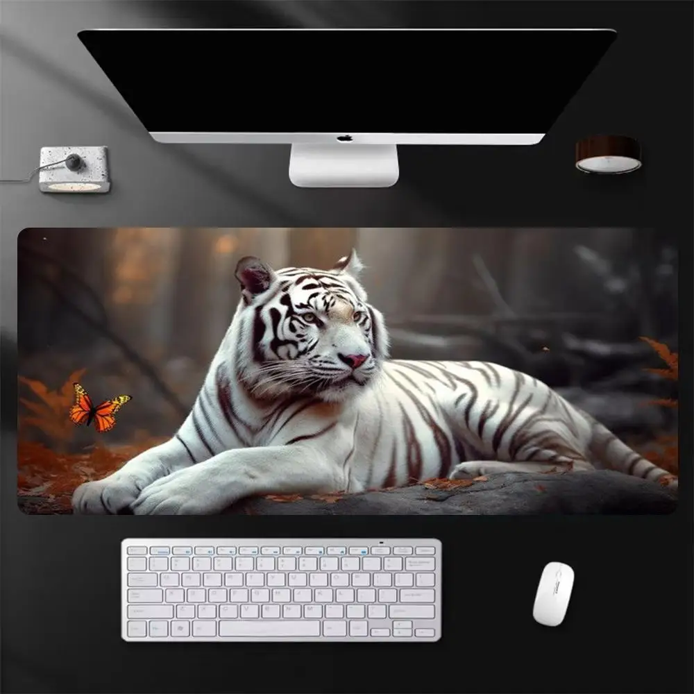 

W-White Tiger Mouse Pad Mousepad Large Gaming Mouse Pad LockEdge Thickened Computer Keyboard Table Desk Mat