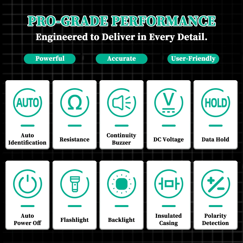 MASTFUYI プロフェッショナル自動識別自動車用テストライト、自動レンジング 3V～100V DC、車/トラック/EV用、導通機能付き