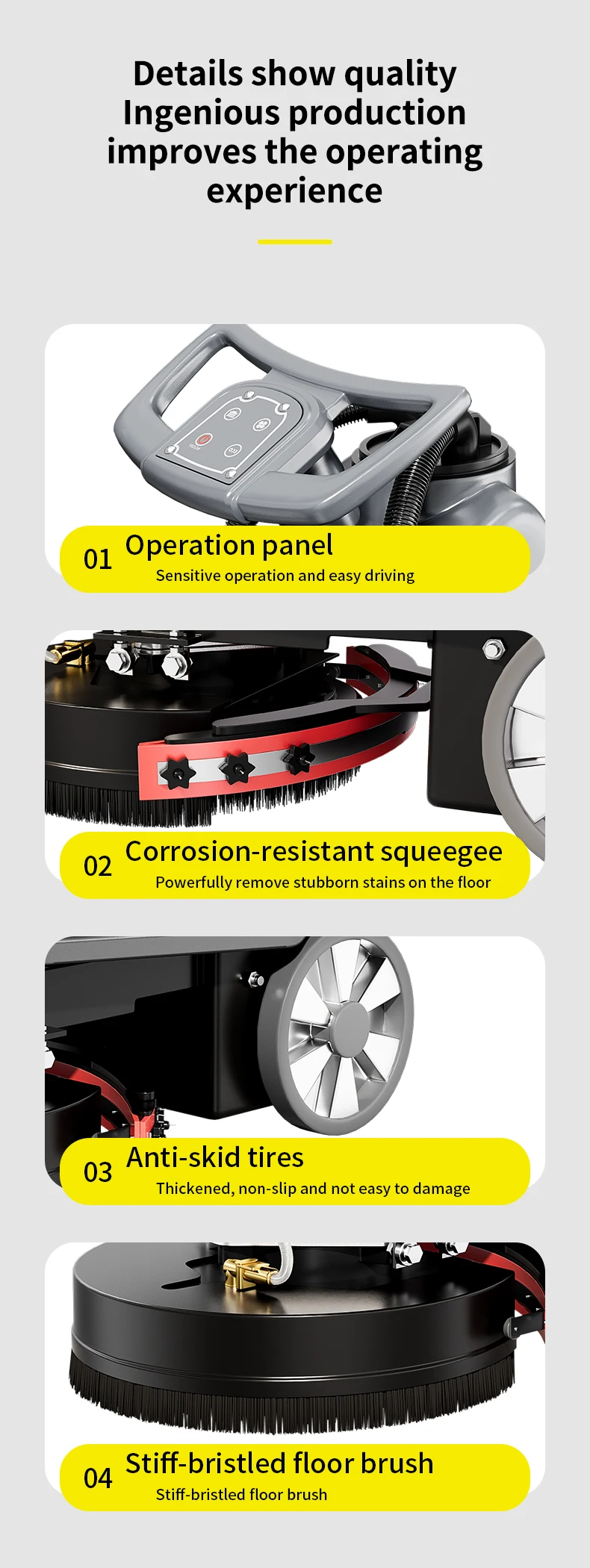 Hand Push Battery Powered Easy Operate Floor Scrubber Driers New Road Cleaning Equipment 24V Electric Vehicle
