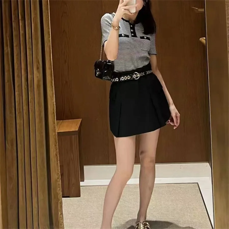 

High waisted short skirt slimming A-line skirt for commuting, large pocket versatile French niche 24 new autumn and winter style