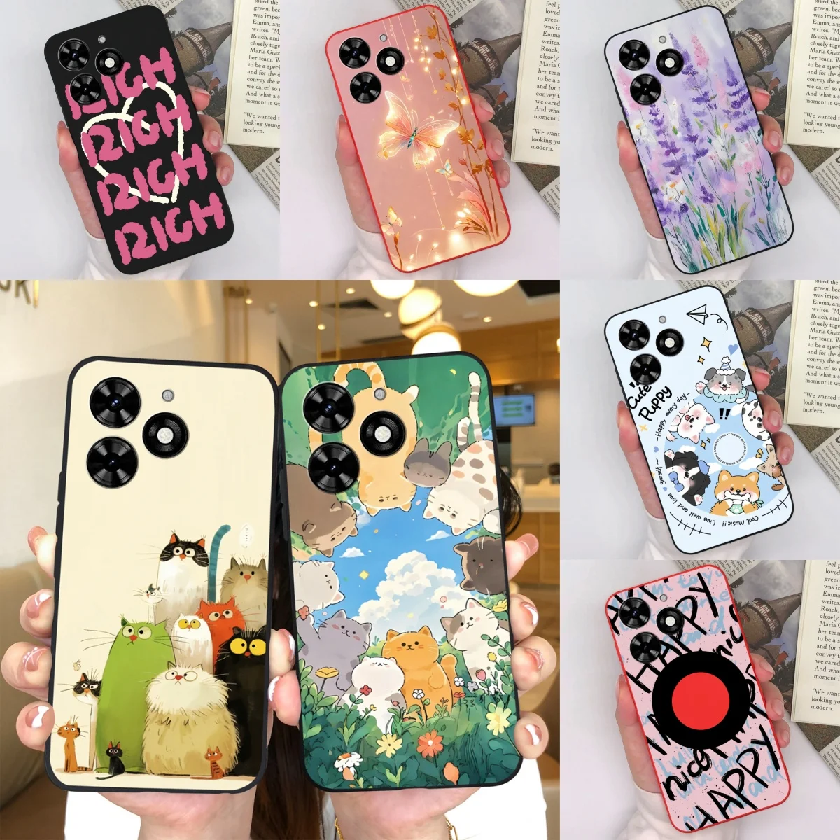 حافظة لهاتف Tecno Spark Go 2024 2023 2022 2021 2020 غطاء خلفي جميل على شكل فراشة هريرة من السيليكون غير اللامع لهاتف Tecno SparkGo2024 Coque #1