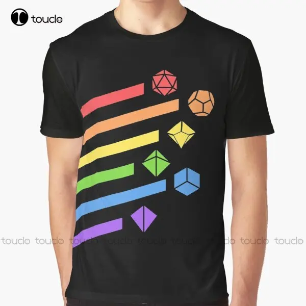 Rainbow Dice Set Tabletop Rpg Gaming Graphic T-Shirt Custom Aldult Teen Unisex Digital Printing Tee Shirt Fashion Funny New