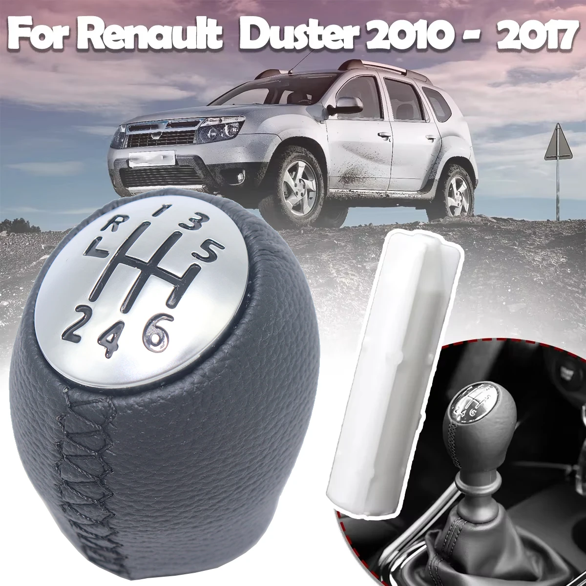 6 Speed Manual Gear Shift Knob Leather Gearstick Lever For Dacia Duster 2010 2011 2012 2013 2014 -2017 Renault Nissan Terrano