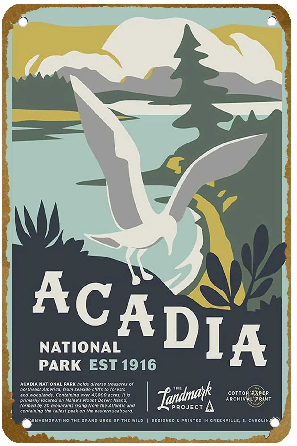 Travel Acadia National Park Visit Maine Poster Vintage Metal Tin sign Logo Family Club Bar Cafe Bedroom Art Wall Decoration Gift