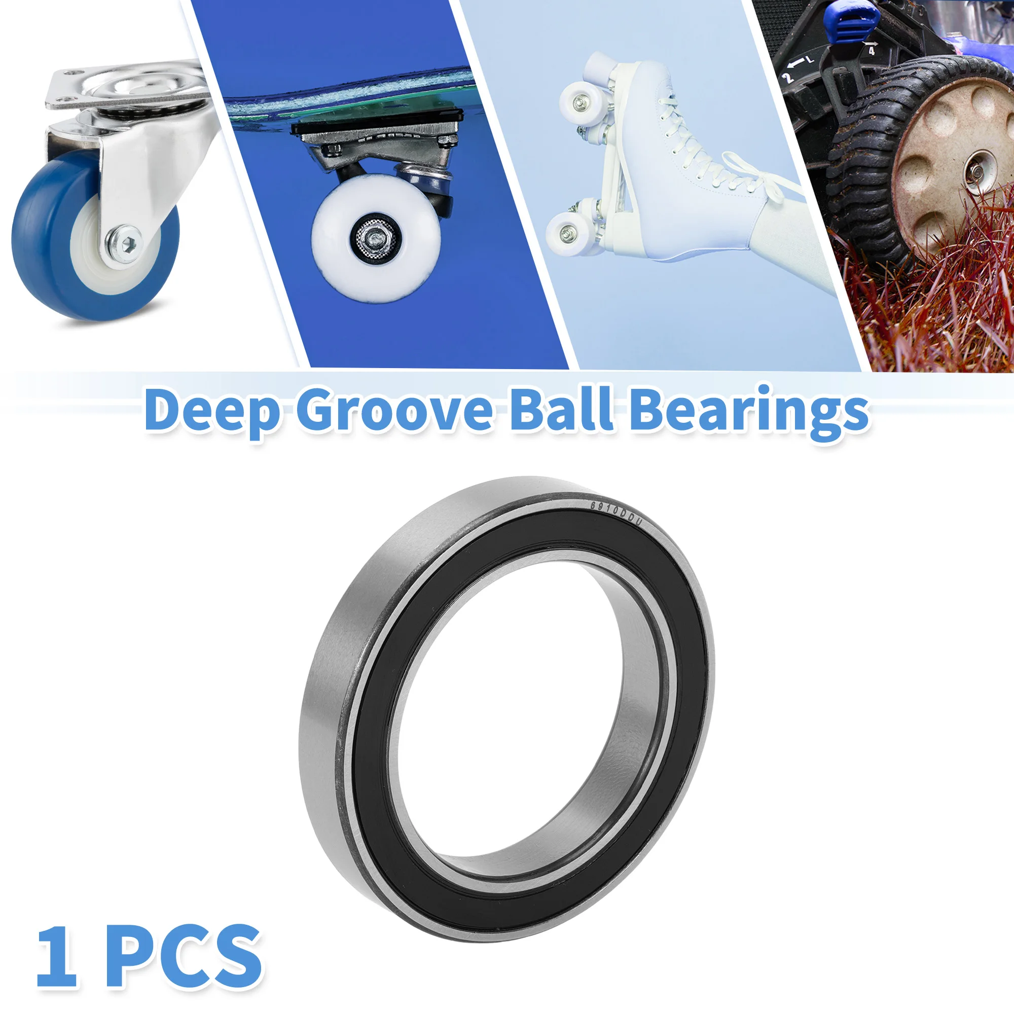 Motoforti 6910DDU Deep Groove Ball Bearings P6 50x72x12mm Lubricated Bearings Double Rubber Seal Scooter Skateboard Wheel