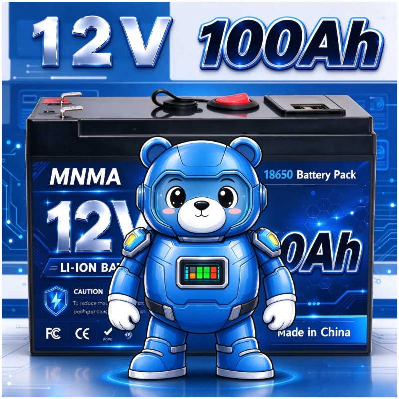 12V lithium battery with built-in BMS, for RV, camping, boat solar storage, large capacity rechargeable off-grid power supply