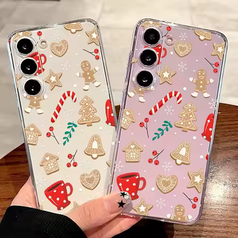 Christmas Tree Pattern Phone Case For Samsung S25 S24 S23 S22 S21 S20 FE Note20 Note10 Plus Ultra Lite 5G Clear Soft TPU Cover