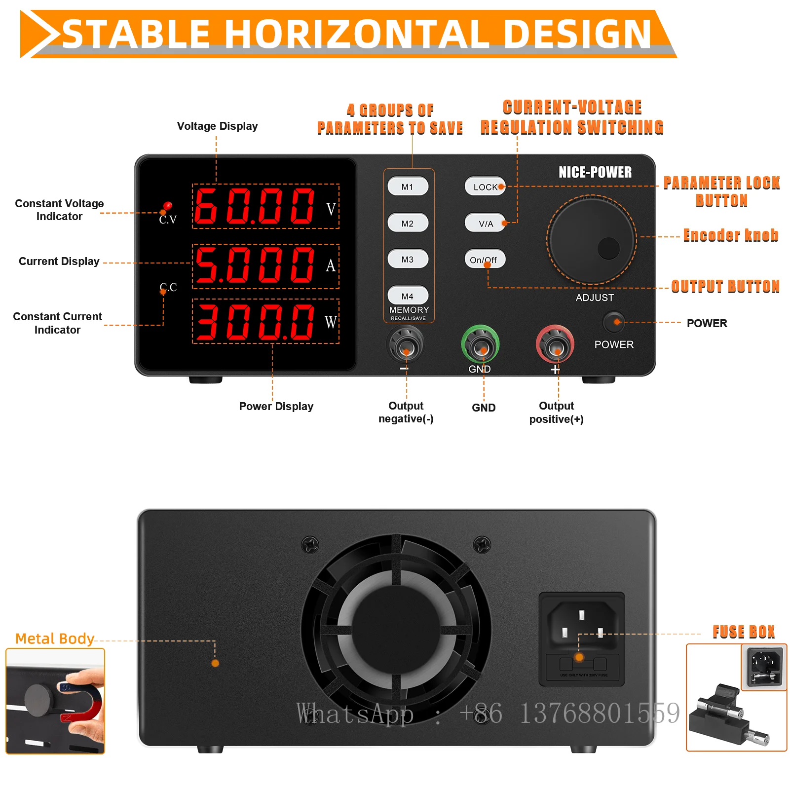 NICE-POWER SPPS-S605-232 Encoder Adjustable Programmable DC Power Supply 60V 5A High Accuracy Digital Maintenance Power Supply