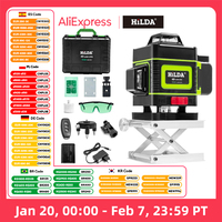 HILDA 4D 16 Lines Green Laser Horizontal 360 Self Leveling Vertical And Horizontal Strong Green Light Beam Optical Instrument