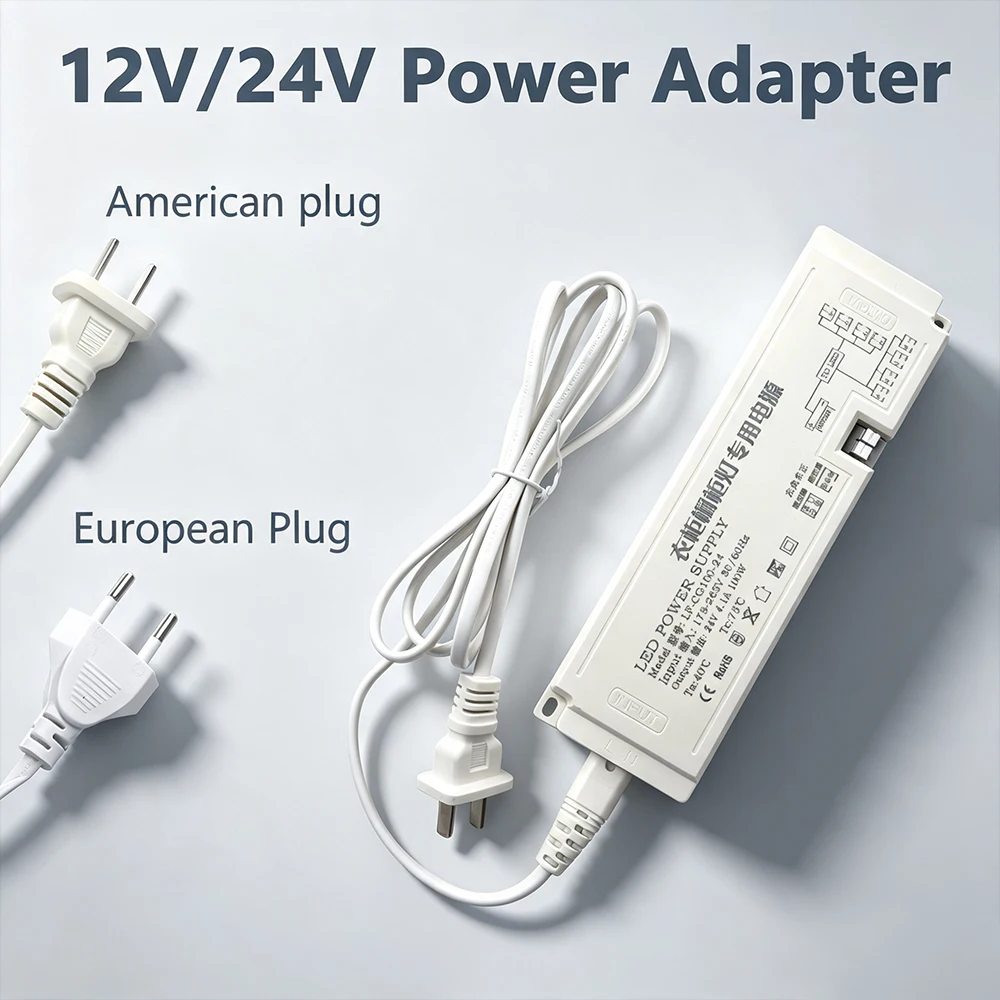110V-220V to DC 12V/24V 100W Ultra-Thin Constant Current LED Driver Power Supply Adapter with EU/US Plug for LED Strip Lights