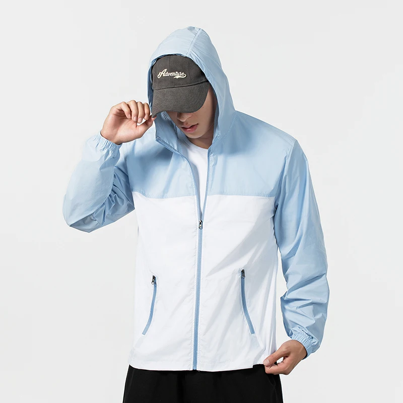 

Летняя тонкая куртка с капюшоном для мужчин, защита от солнца, модная повседневная однослойная верхняя одежда для активного отдыха, приталенный крой