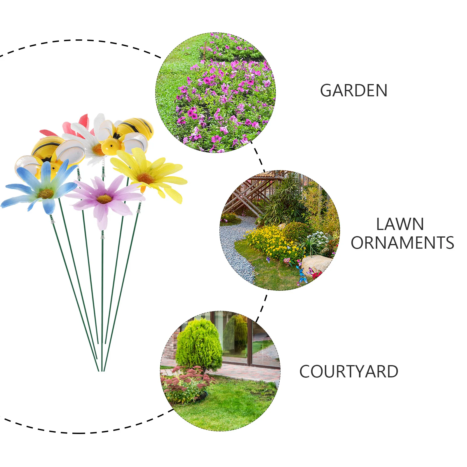 1 مجموعة محاكاة النحل زهرة حديقة حصص الزخرفية في الهواء الطلق ساحة زارع حصص الراتنج مادة الحديد نابضة بالحياة