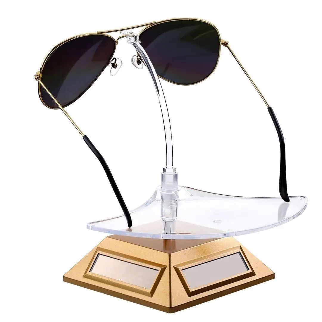 Solar Powered Rotating Sunglasses Display Stand Eye Glasses Show Holder Rack Turntable Jewelry Spinning Tray