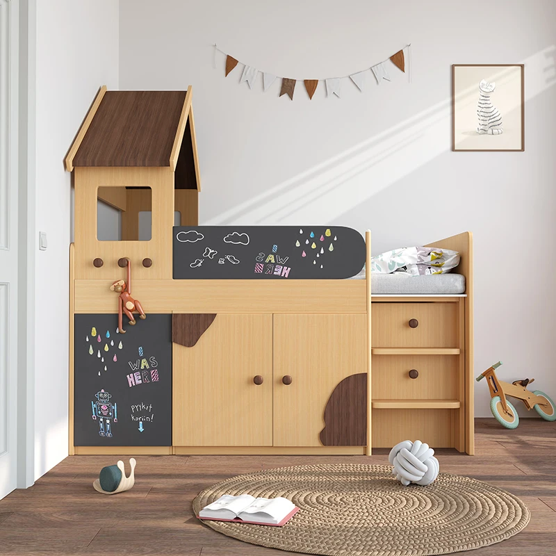 Multifunctional Combination Children Bed Half Height Cabinet Integrated Desk Children Bed Cama Infantil Bedroom Furniture QF50TC