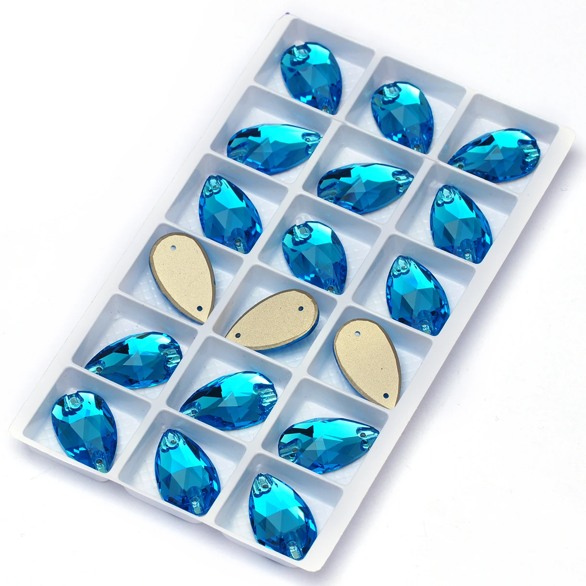 Pubrilex Neue abgeschrägte aufnähbare Strasssteine in verschiedenen Farben, glitzernde Nähsteine für Kleidung, Schmuck, Handarbeiten und Dekoration. – Detail 19