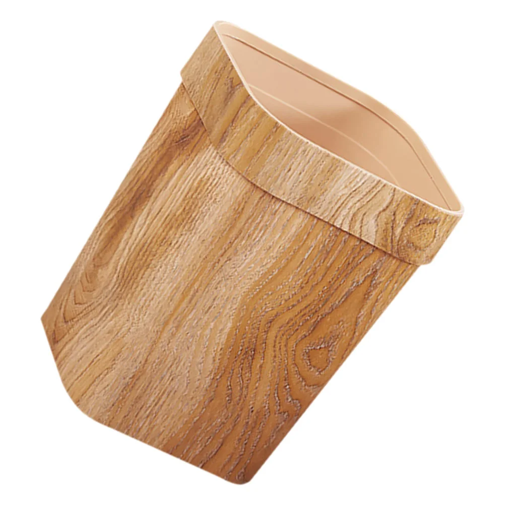 

Trash Bin Imitation Wood Grain Can Household Waste Basket Simple Nordic Style Chocolate Bridesmaid