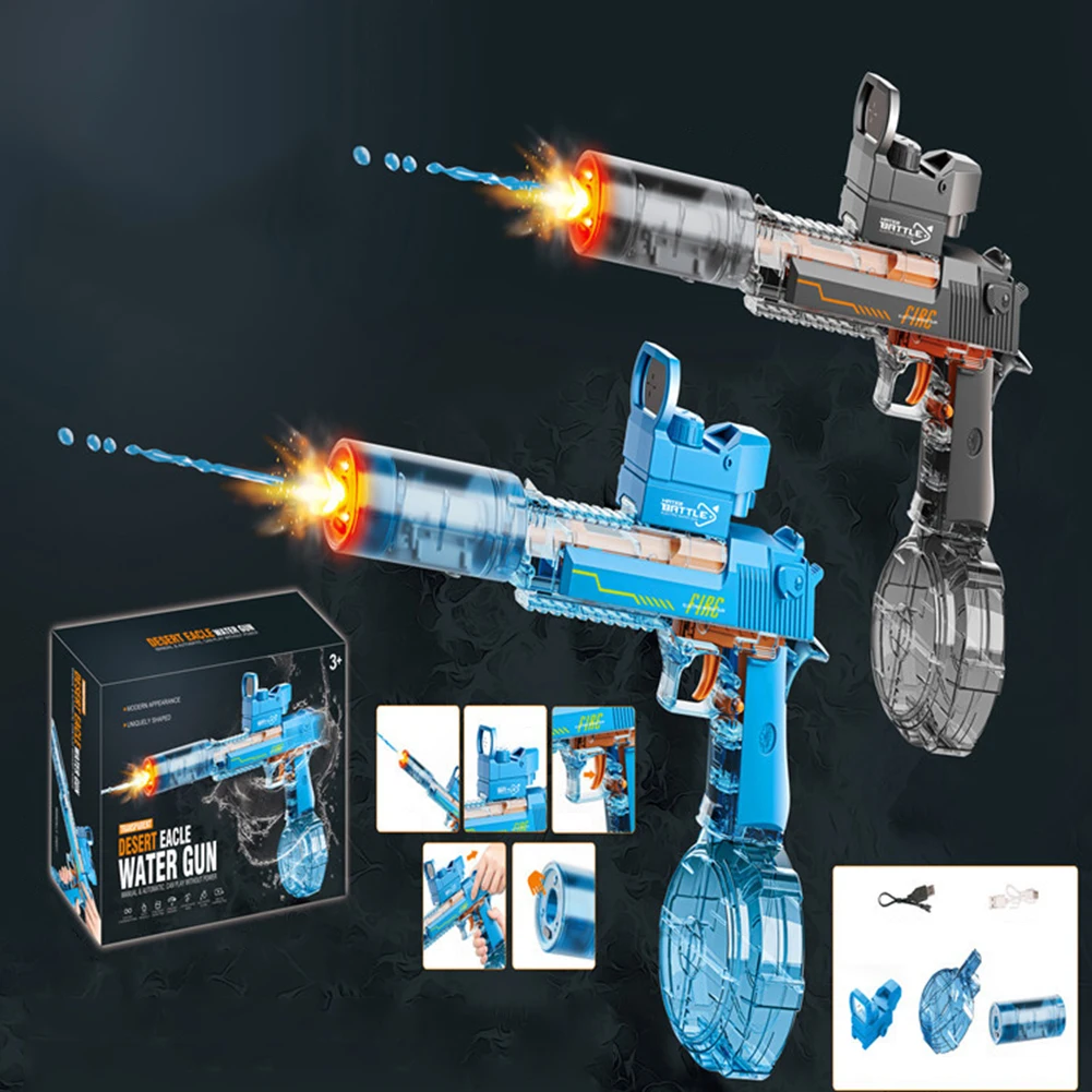 2025 New Electric Water Gun With light Sprays Flame Effect Automatic Continuous Water Pistol Powerful Kids Outdoor Water Gun Toy