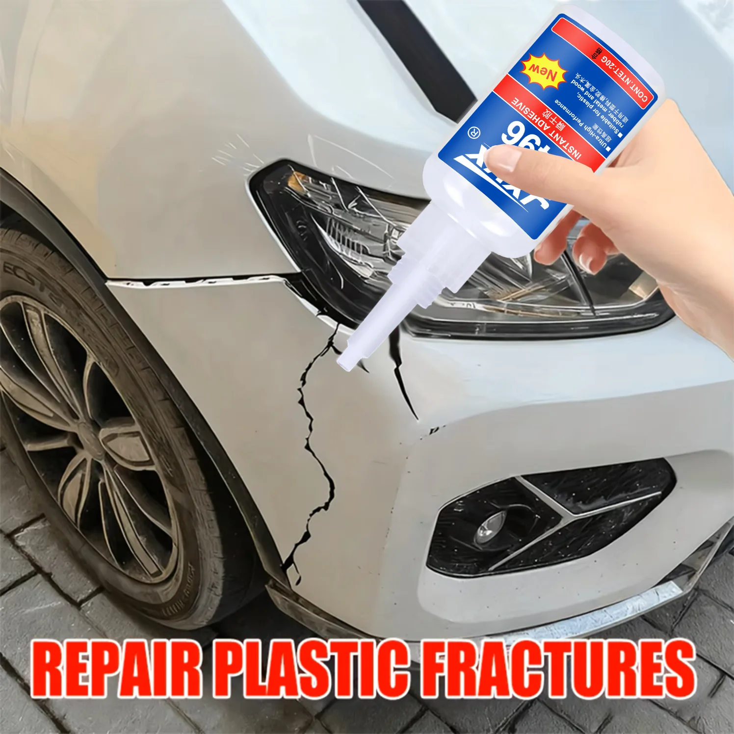 JXVX 496 Super glue,universal strong repair glue,car bumper repair,rearview mirror base,damaged crack repair,carshell,plastic.