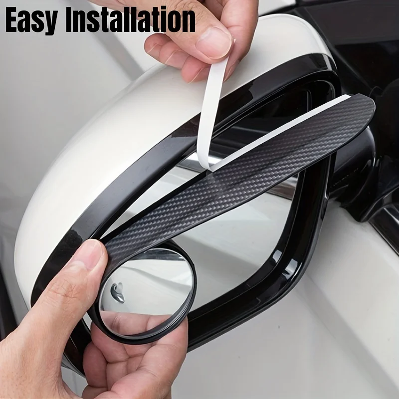 

2 pcs Carbon Fiber Car Side Mirror Rain Guards Blind Spot Mirrors Universal Fit Rain Resistant Easy Install