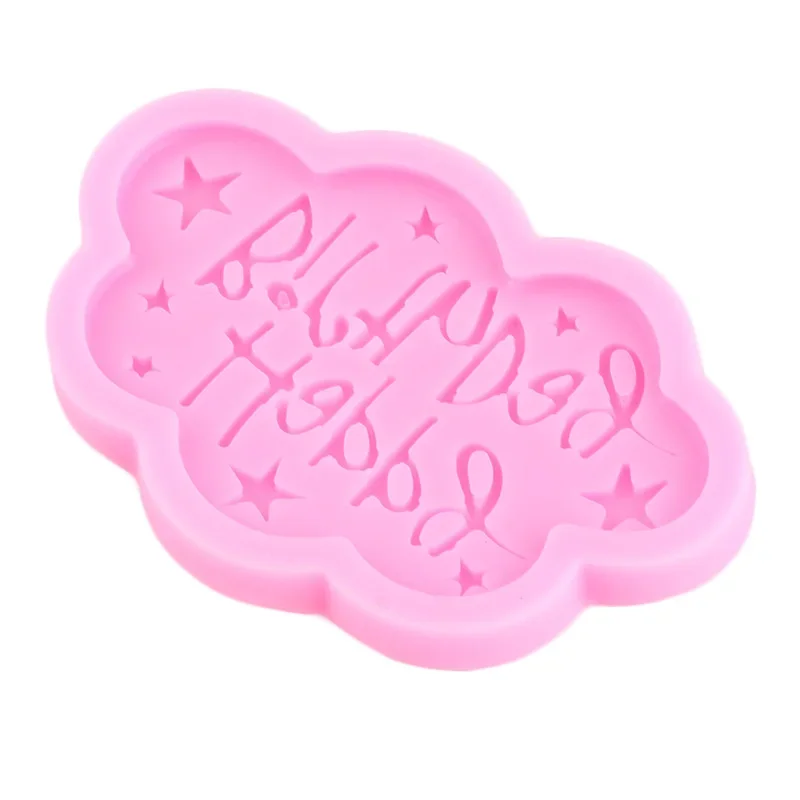 DIY Cloud Shape Happy Birthday Letters Silicone Mold Cupcake Baking Chocolate Fondant Molds Candy Cake Dessert Decorating Tools