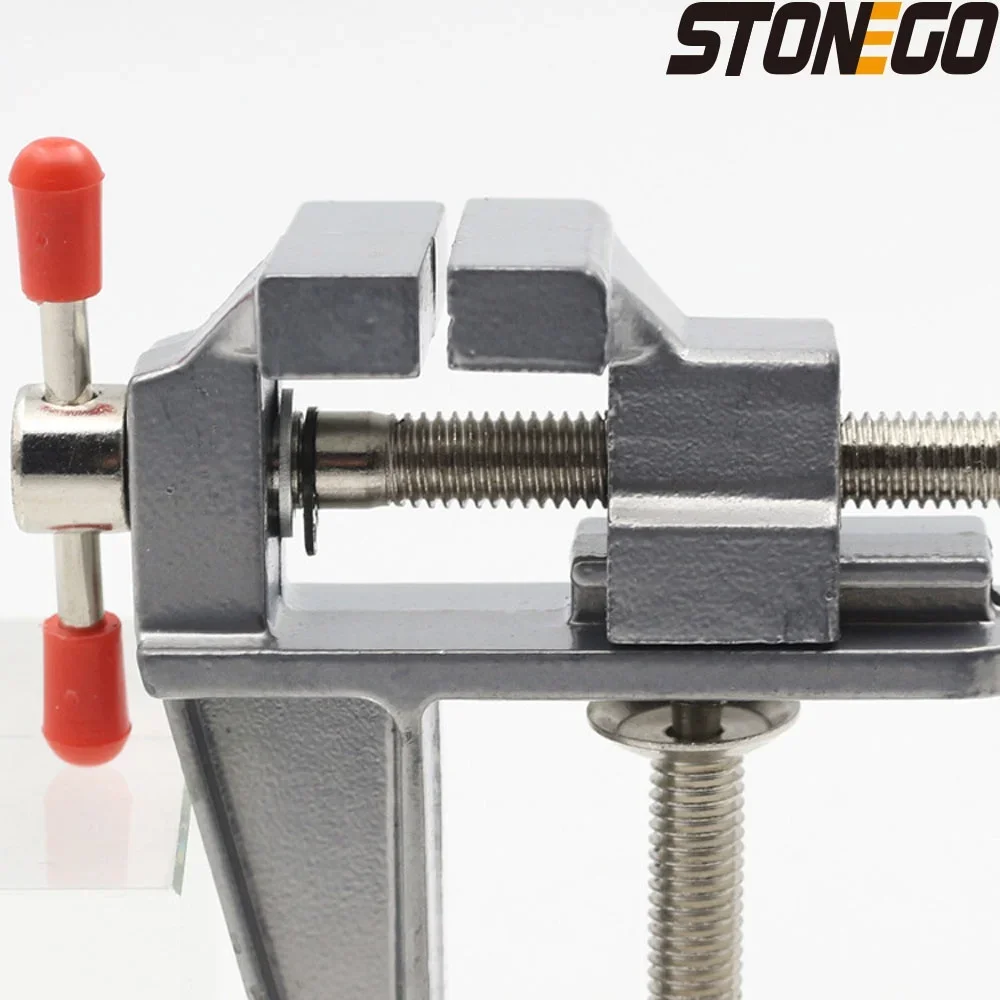 STONEGO 1PC 3.5" Aluminum Alloy Mini Bench Vise, Table Vise, Small Desktop Vise, DIY Tool, Compact Flat Nose Vise