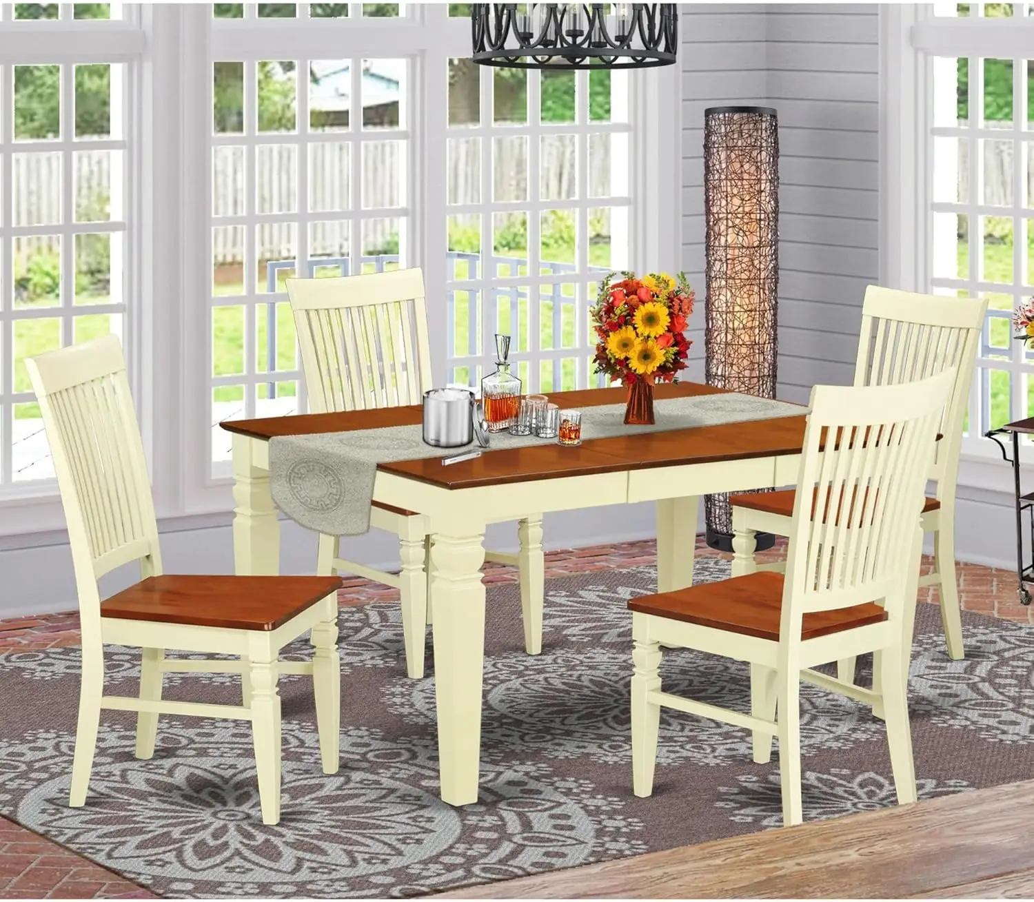 East West Furniture West5-Bmk-W Weston 5 Piece Room Set Includes A Rectangle Wooden Table With Butterfly Leaf And 4 Kitchen