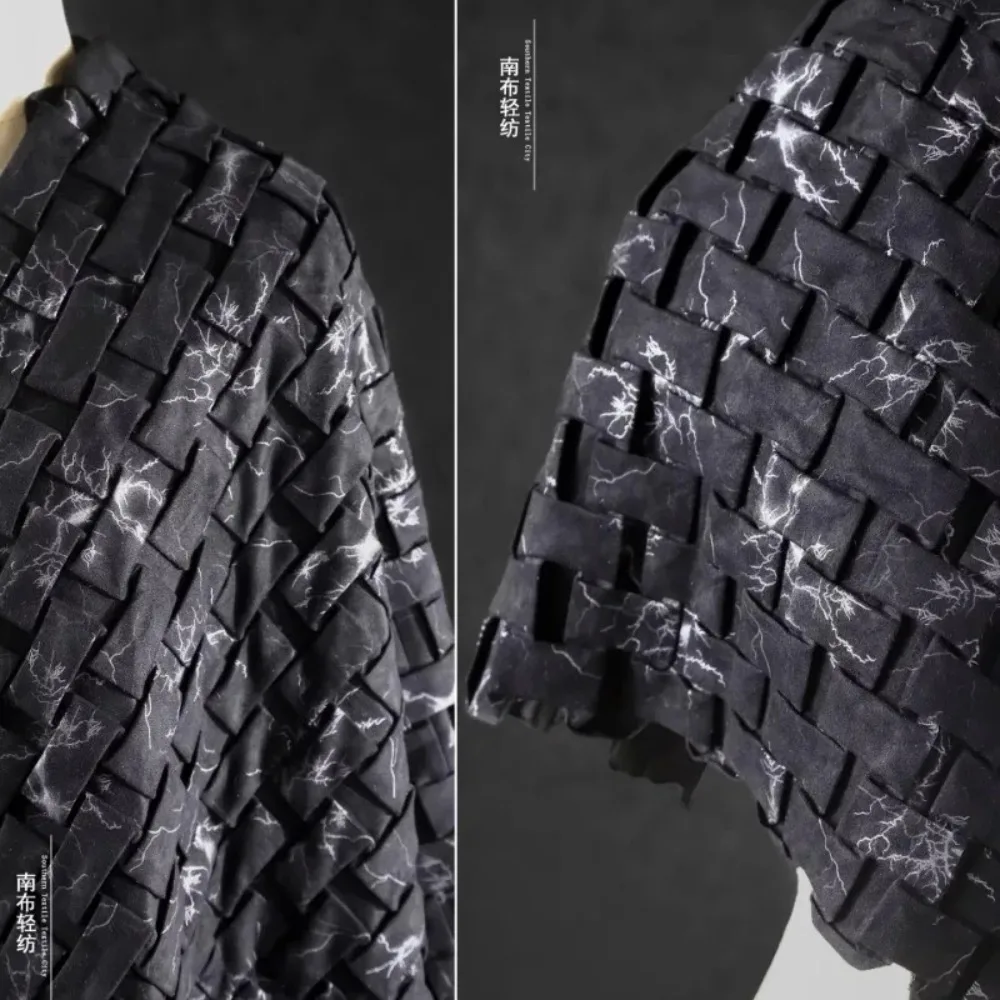 

Темная замша с принтом, морщинистая ткань, креативное плетение, ручная работа, одежда «сделай сам», дизайнерская ткань, материал для шитья своими руками