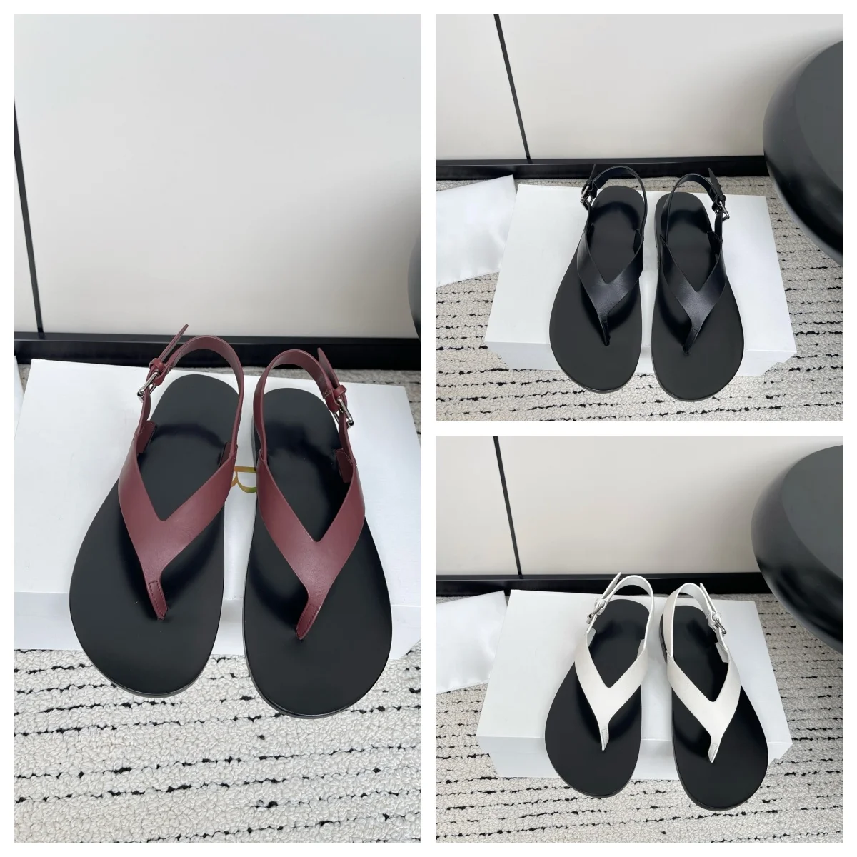 

Summer new retro casual Roman shoes women clip toe herringbone sandals flat bottom one word buckle with beach women's shoes