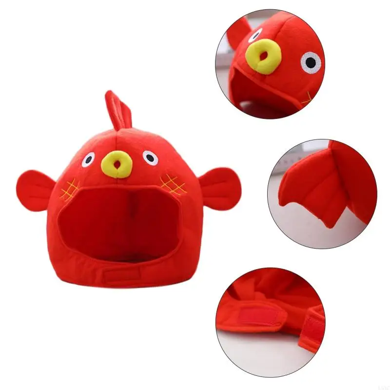 L5YC Halloween Funny Cartoon Puffer Fish Plush Hat Stuffed Toy Japanese Globefish Headgear Cosplay Party Photo Props