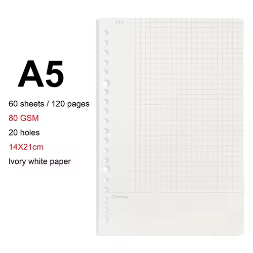 A4/B5/A5 Loose Leaf Refill Binder Notebook Blank/Line/Grid/Cornell Replacable Metal Ring Office&School Supplies Stationery - Image 15