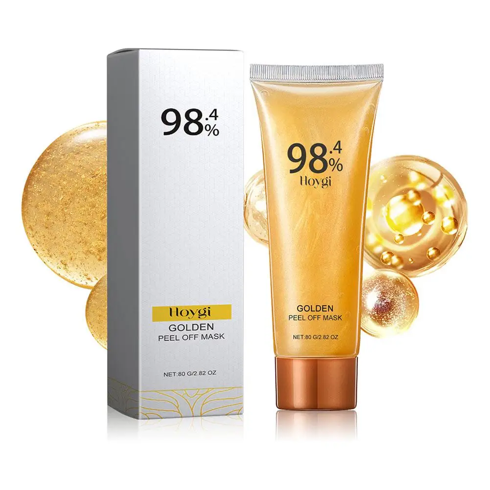 80g Gold Peel Mask Blackhead Cleanses Pores 24k Gold Skin Face Shrink Foil Hydrating Care Mask Smooth Oil-Control Pores Pee R8K9