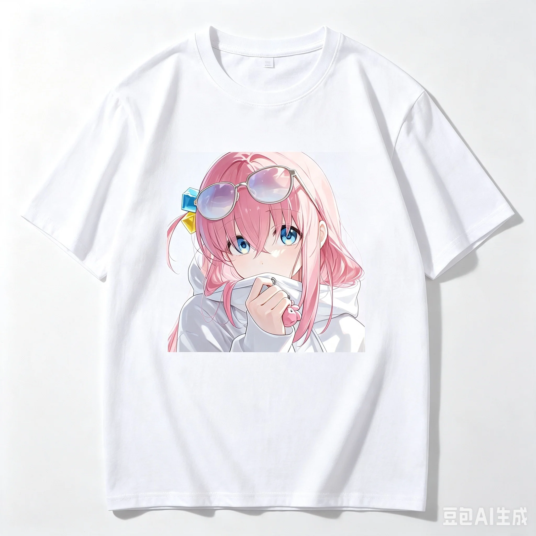 Hitori Gotoh Hoodie Sunglasses Bust Anime Frame Graphic Crew Neck Short Sleeve Women And Men T-Shirt