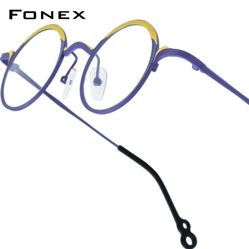 FONEX Titanium Glasses Frame Women 2025 New Fashion Brand Design Vintage Round Eyeglasses Men Small Retro Eyewear 85869