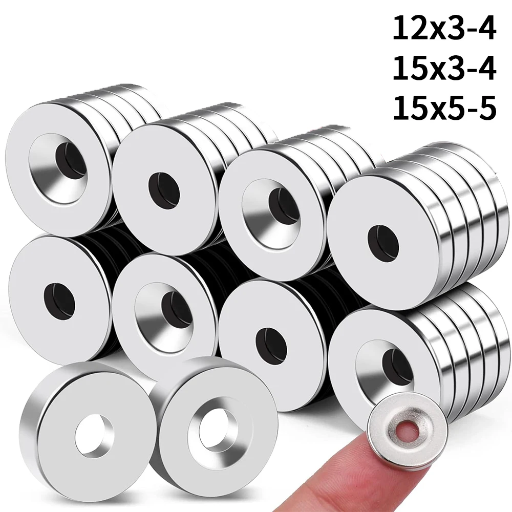 12x3 15x3 15x5 Hole 4mm Small Countersunk Round NdFeB Neodymium Magnet Powerful Rare Earth Permanent Fridge Magnet With M4 Screw