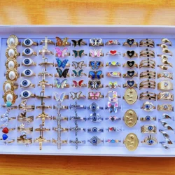 18Pcs/Lot Wholesale Stainless Steel Ring For Women Cross Butterfly High Quality Design Fashion Charm Jewellery Gift Accessories