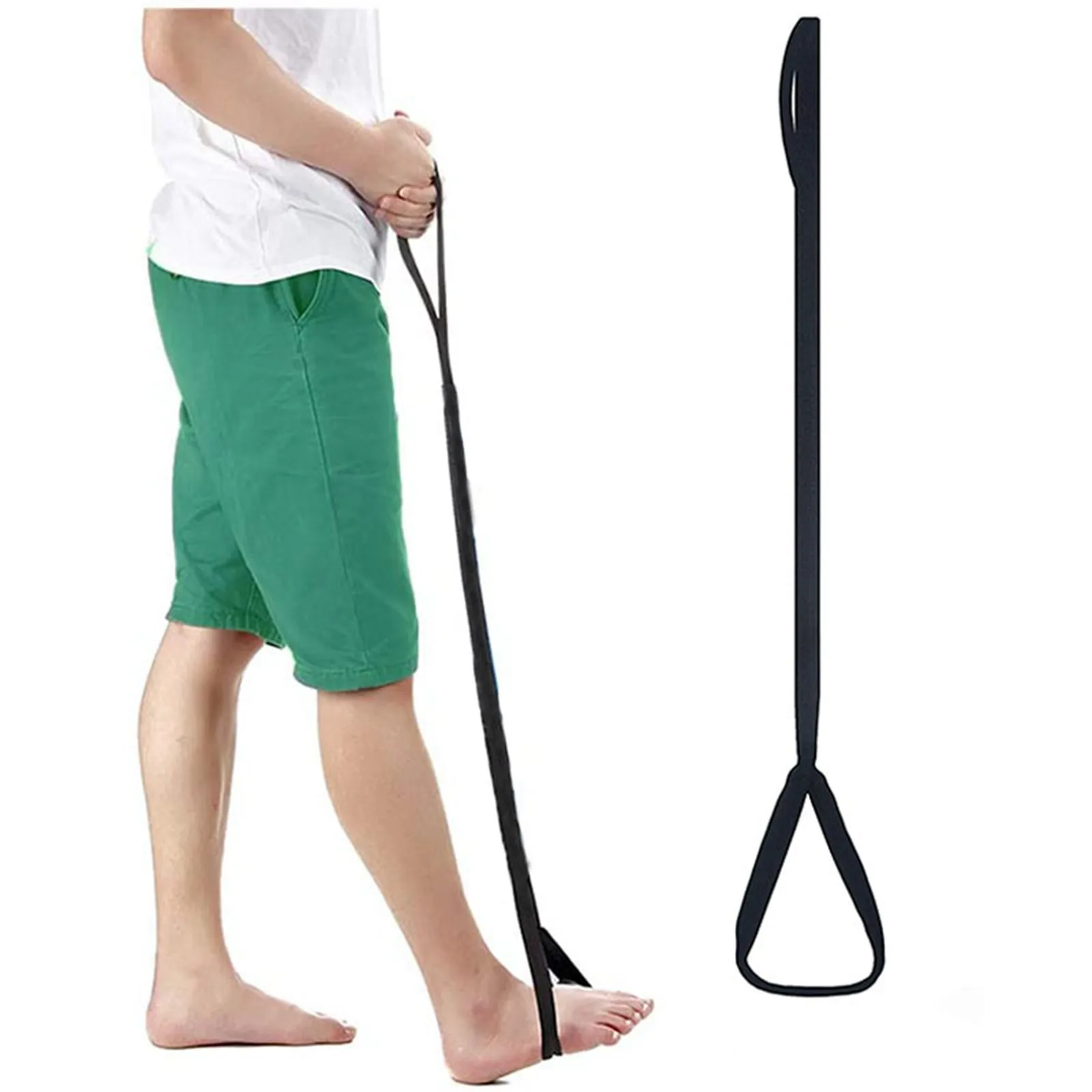 Levantador de pernas, alça de mão rígida e laço para pés, ferramenta de mobilidade ideal para cadeira de rodas, substituição de quadril e joelho, cinto de treinamento de pés, 35 pol.