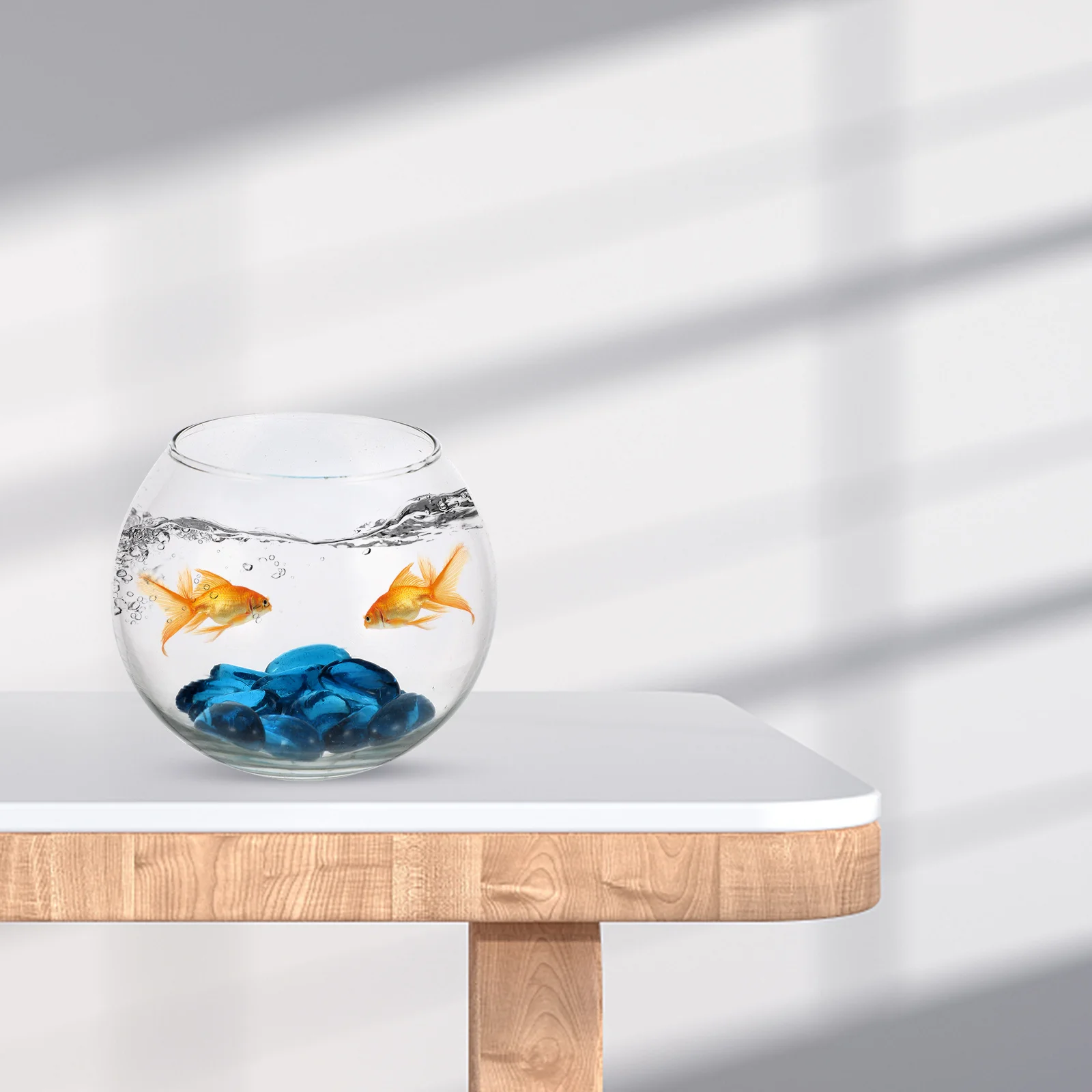 

1Set Glass Fish Tank Small Round Desktop Fish Bowl Transparent Office Decor Living Tank Home Ornament Micro Landscape
