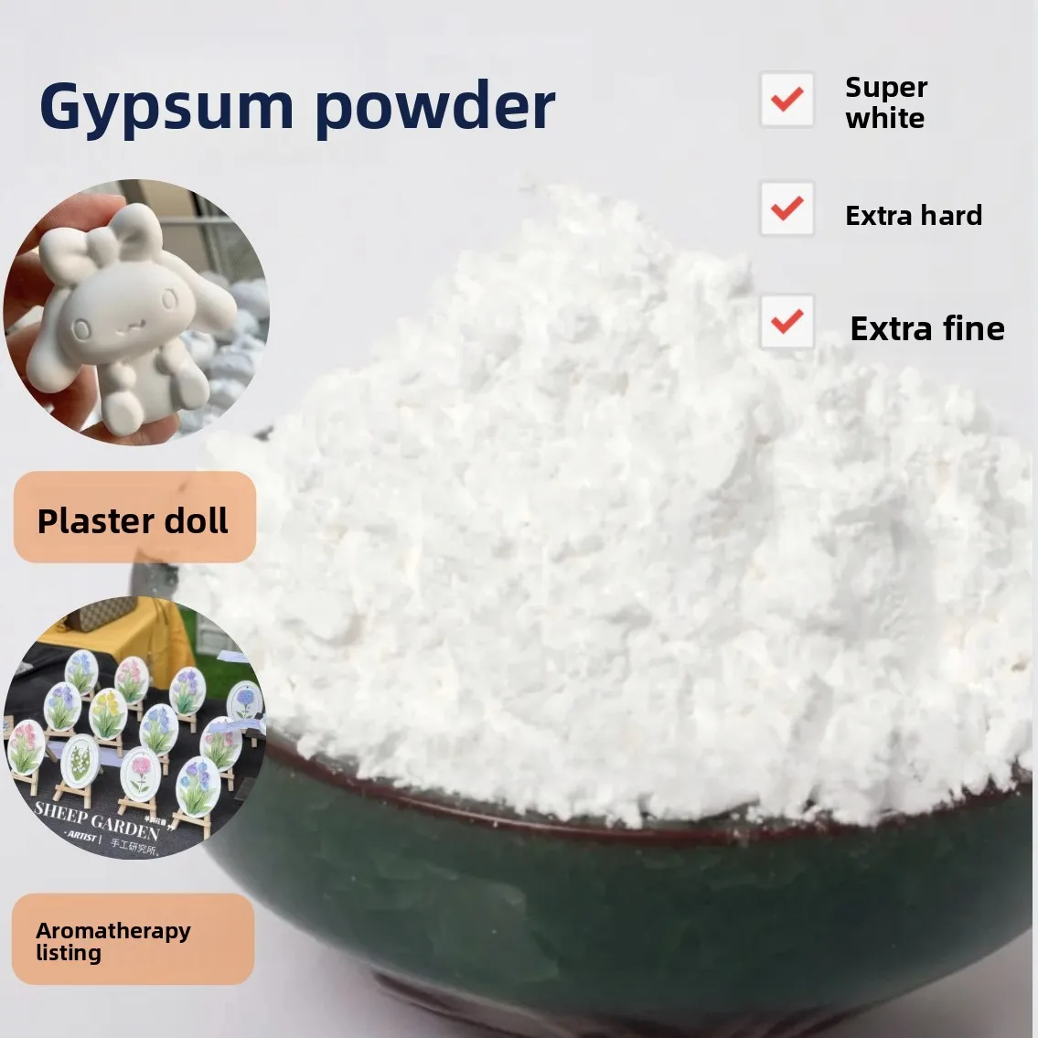 Pó de Gesso de Alta Densidade 500g/1Kg, Material para Moldagem de Gesso DIY, Material para Artesanato em Gesso