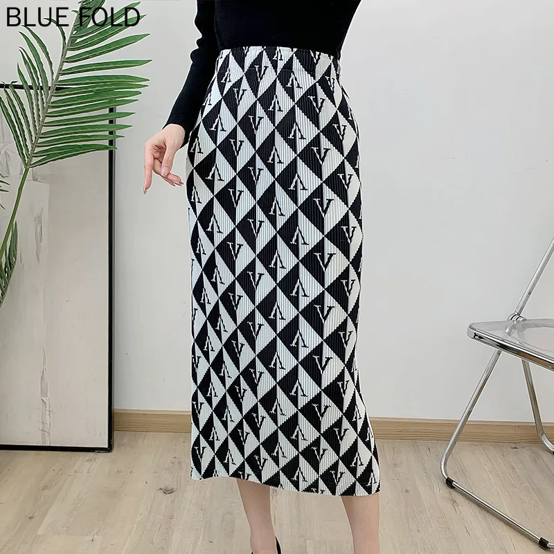 Elegant Pleated Skirt High-grade Pleated H-shaped Elastic Waist Long Skirt Women's Autumn and Winter All-match Pleated Skirt