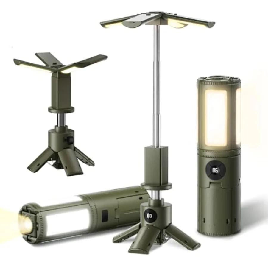 Telescopic Camping Lights with Stand 14000mAh Rechargeable Camping Lantern with Display Hook and IPX5 Waterproof Outdoor Campin