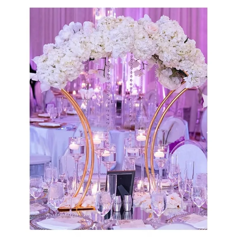 Big Size Wedding Centerpiece Decoration Mariage Bridge Large Gold Metal Flower Stand